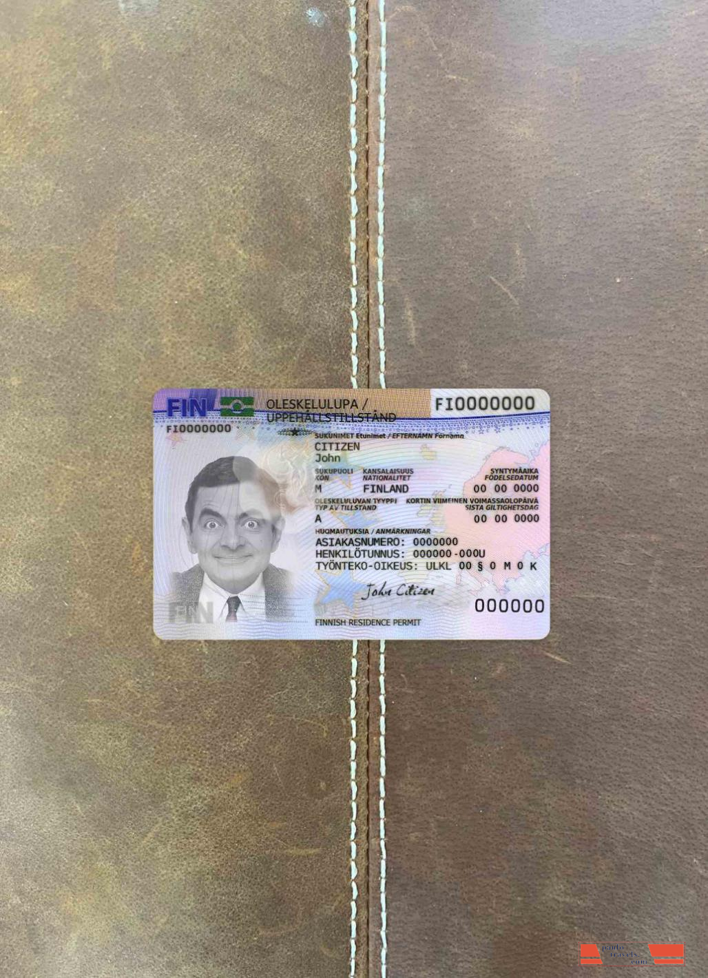 Finland residence permit version 2 photolook FRONT PSD template